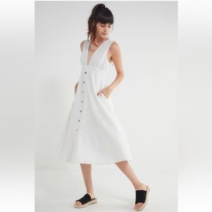 Urban Outfitters White Linen Midi Dress